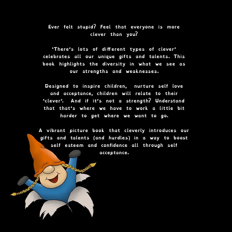 Back cover artwork for There’s Lots of Different Types of Clever!